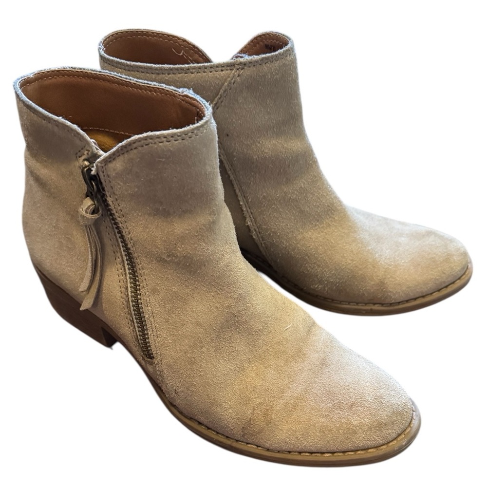 White Mountain Taupe Leather Ankle Booties Short Boots Size 7.5
